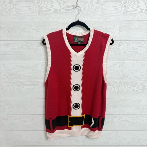 Ugly Christmas Sweaters Men’s Red Knit Santa Vest. Size L - Picture 1 of 4